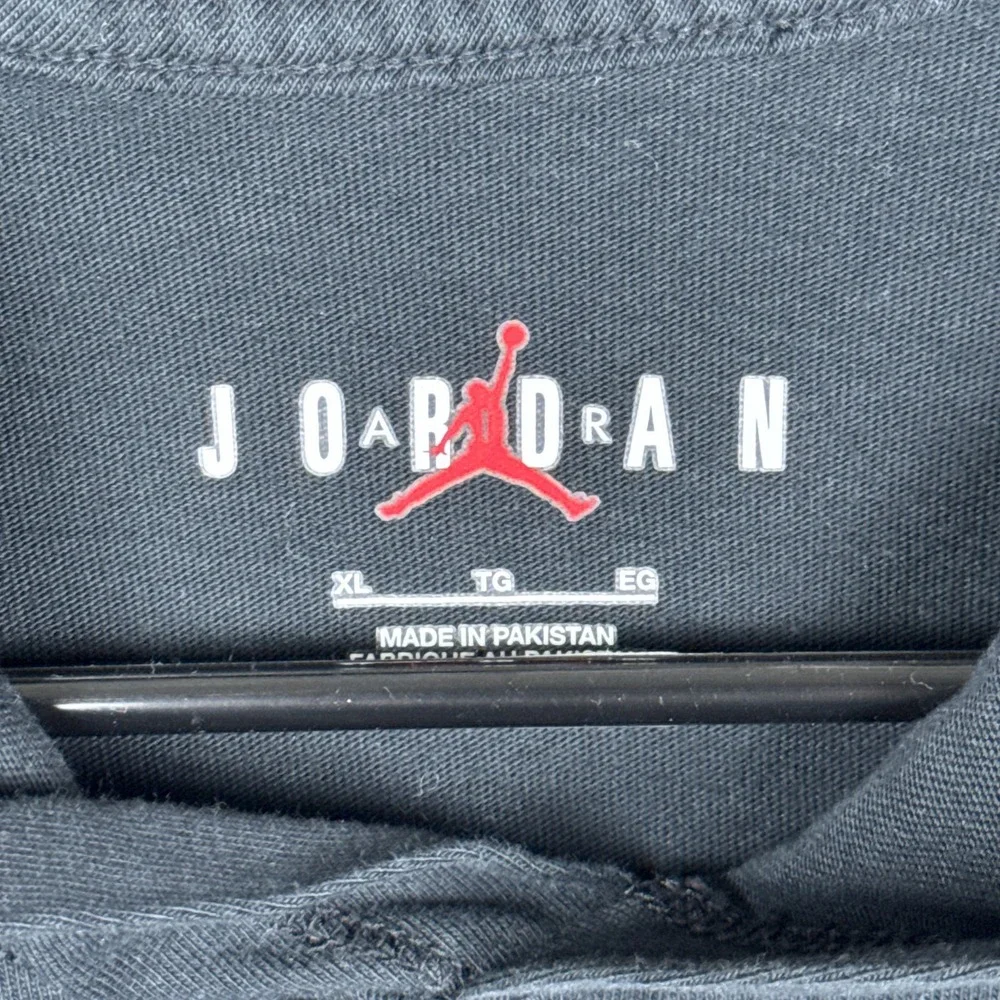 Air Jordan Hooded Shirt Mens XL Black Jumpman Graphic Dri-Fit Short Sleeve